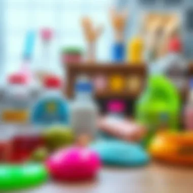 Safe slime ingredients on a table