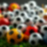 A collection of various soccer balls representing different types and sizes.