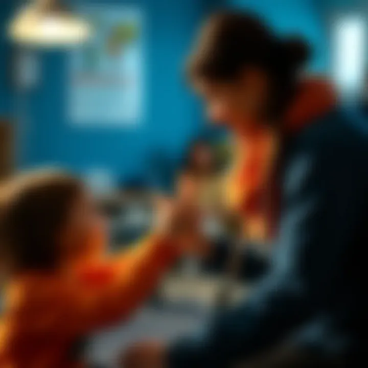 Parent encouraging child