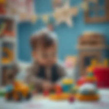 Engaged toddler playing with educational toys