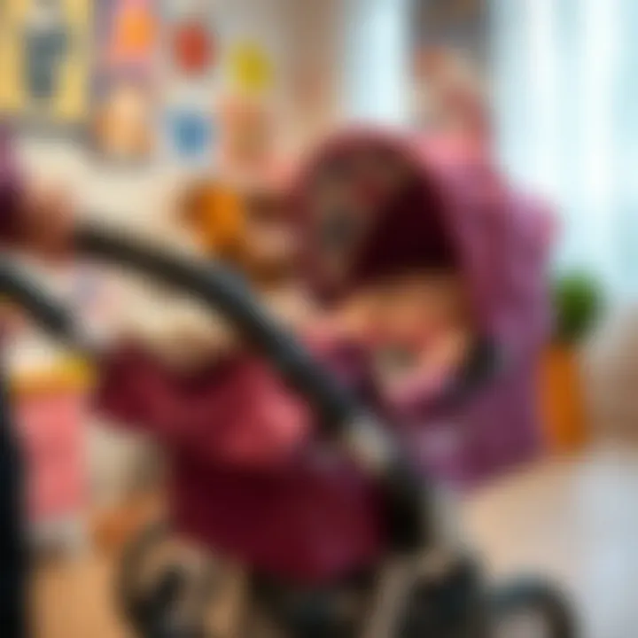 Replacing Stroller Fabric A parent carefully replacing the fabric on a stroller.