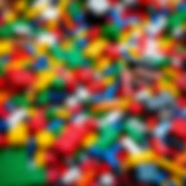 A colorful assortment of Lego bricks showcasing various shapes and sizes.