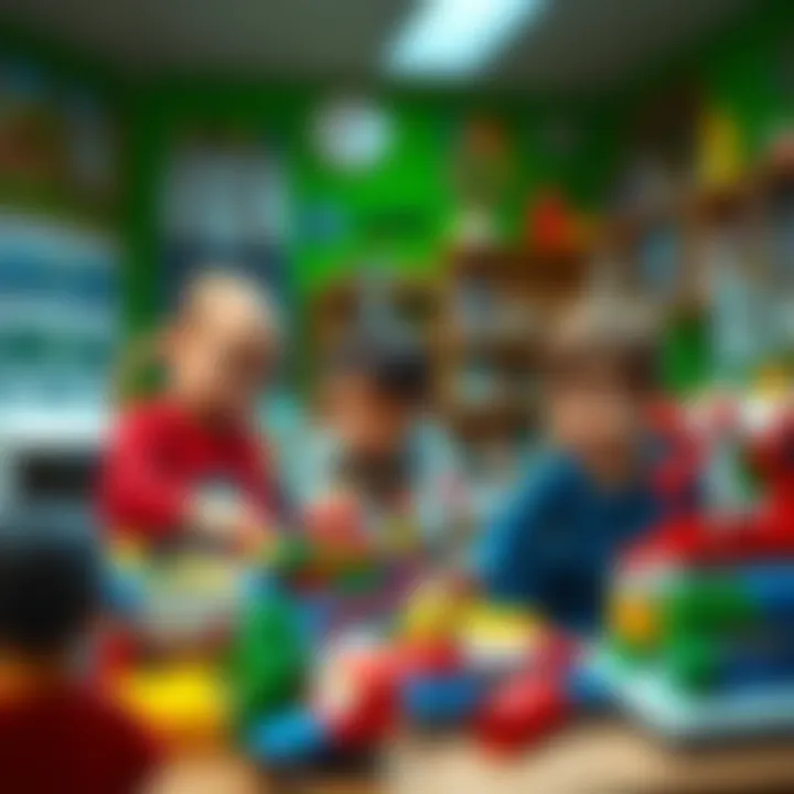 An educational setting where children use Lego sets to enhance their learning and skills.