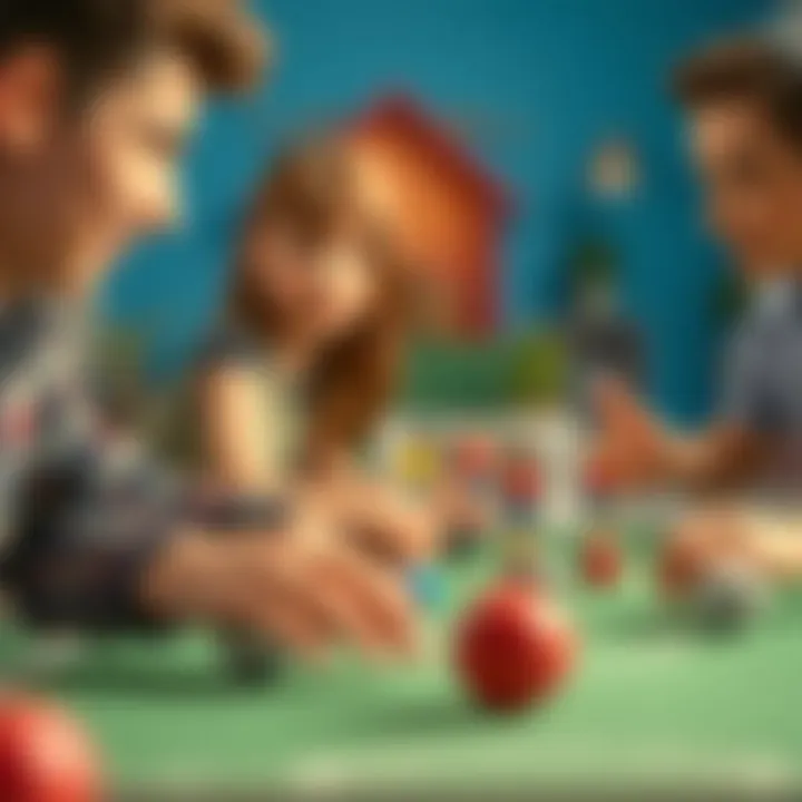 Families enjoying finger football together