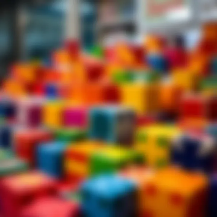 Finished colorful cubes displayed in an artistic arrangement