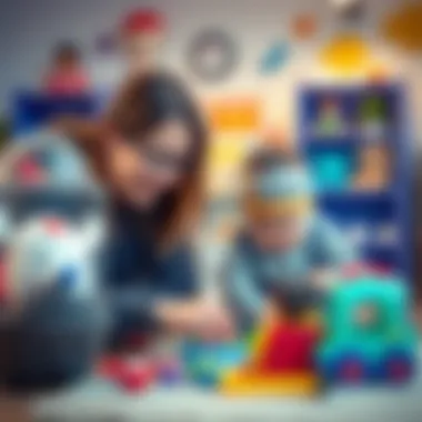 Parents engaging with children using Fisher Price toys