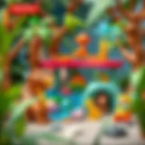 Colorful Fisher Price Rainforest toy set featuring various jungle animals