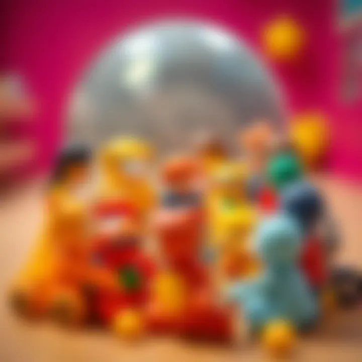Colorful toys arranged in a circle for engagement