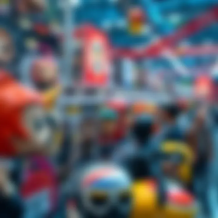 Vibrant display of Funko Pop figures at a convention attracting collectors.