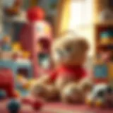 A Galatasaray teddy bear in a child's room, surrounded by toys.