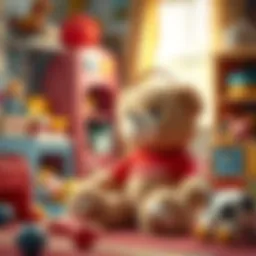 A Galatasaray teddy bear in a child's room, surrounded by toys.