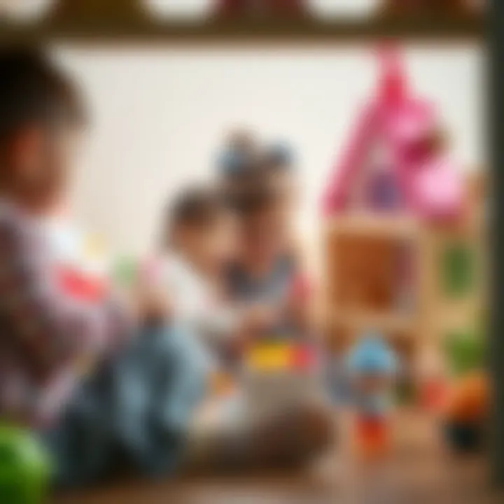 Children engaged in imaginative play with a dollhouse