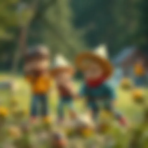 Children engaged in a treasure hunt outdoors