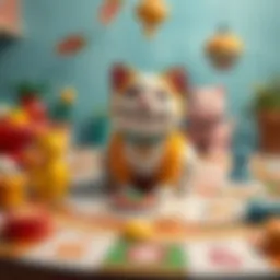 Colorful game board featuring the playful cat theme