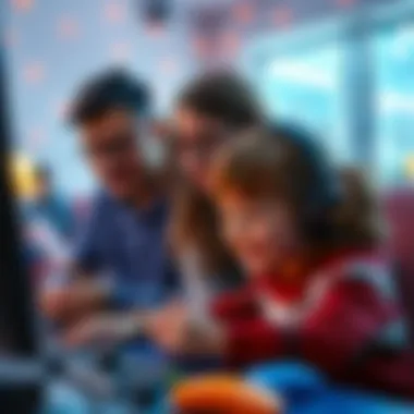 Parents observing their kids playing the game