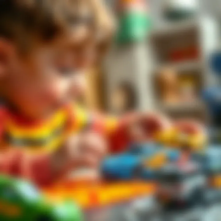 A child playing with Hot Wheels cars, illustrating the developmental benefits