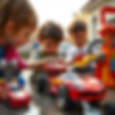 Children engaging in imaginative play with the Hot Wheels car washing set.
