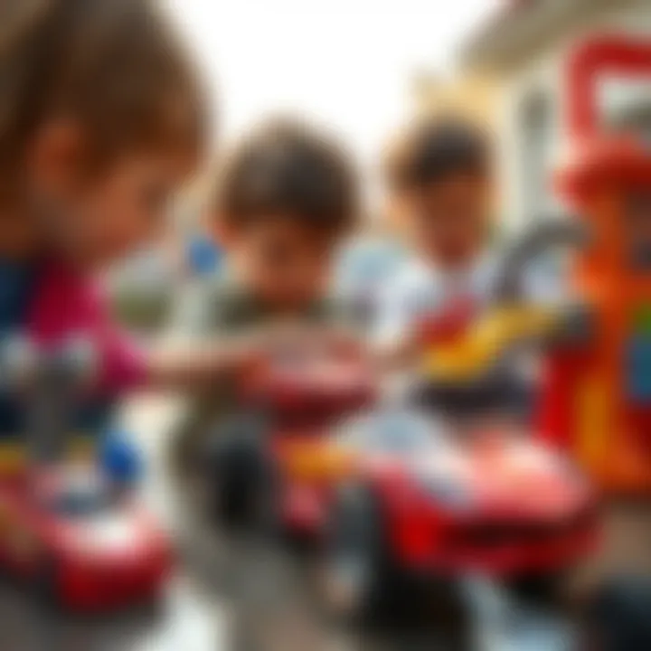 Children engaging in imaginative play with the Hot Wheels car washing set.
