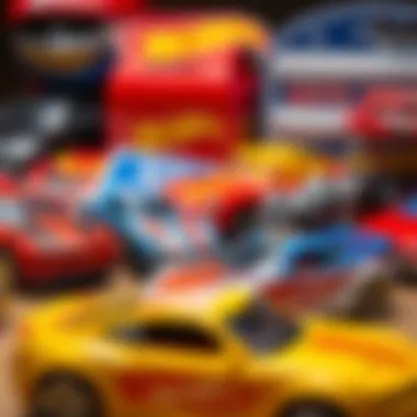 A close-up view of popular Hot Wheels cars from the collection