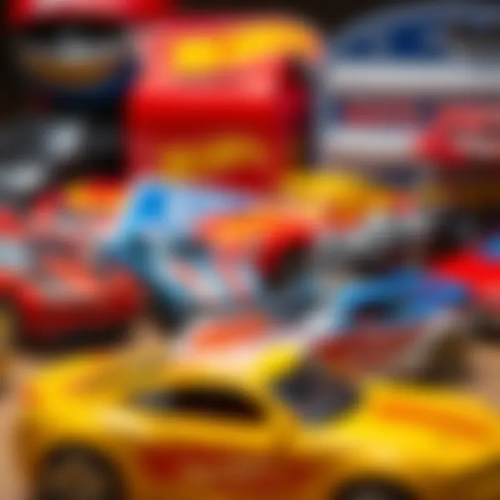A close-up view of popular Hot Wheels cars from the collection