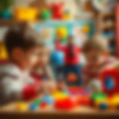 Interactive playtime showing children engaging with educational toys