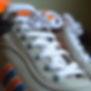 Close-up of materials used in skate shoes