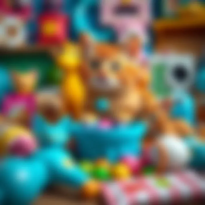 A vibrant array of cat treats and toys for gift options