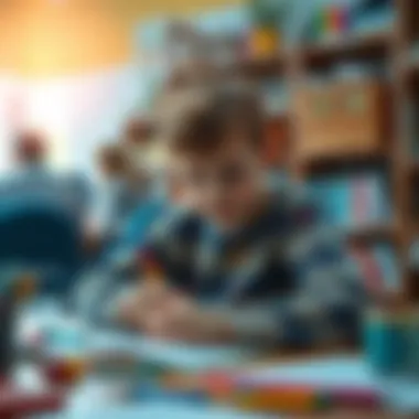 Engaging with Learning Child engaging with stationery materials