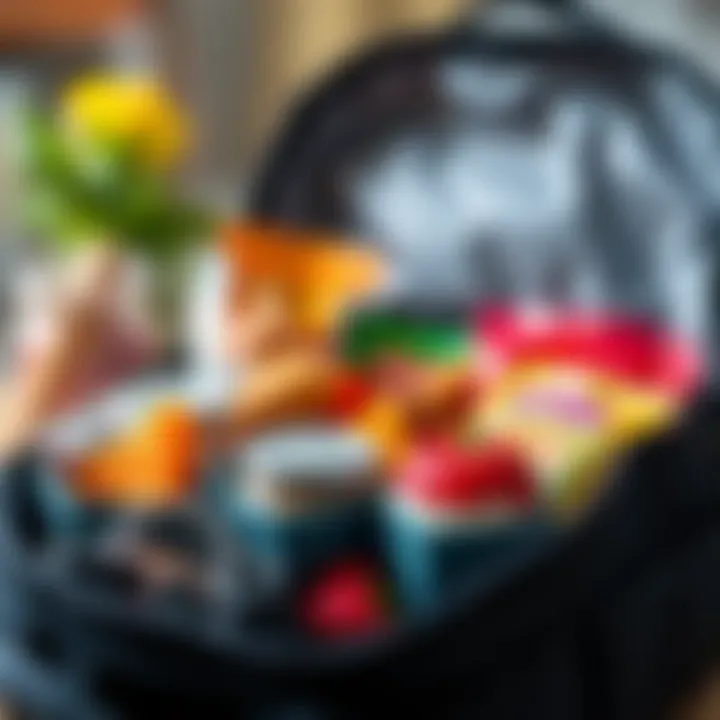 An array of healthy snacks packed in a lunch bag