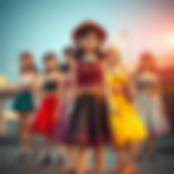 A group of girls showcasing different skirt set styles