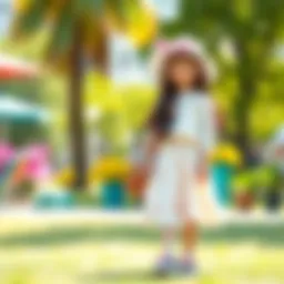 Stylish girls' skirt set in a vibrant outdoor setting