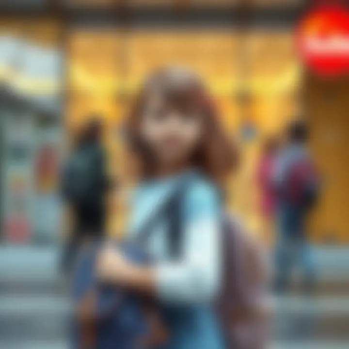 A young girl wearing a stylish school bag