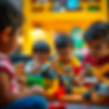 Children playing with Kız Kulesi Lego set