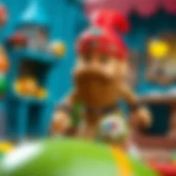 A vibrant scene showcasing the character Kral Şakir in a playful environment