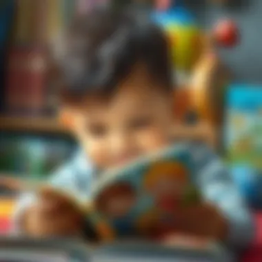 The Joy of Reading for Young Minds A young child immersed in a colorful picture book, exploring the world of stories.