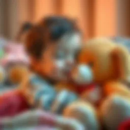 A child cuddling with a plush toy, showcasing comfort and affection