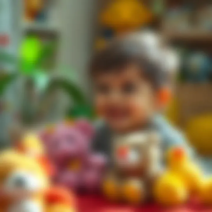 Imaginative Play with Plush Toys A happy child engaging in imaginative play with plush toys, illustrating emotional development