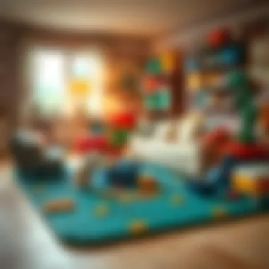 Lego rug providing organization in a living space