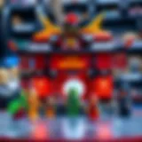 A vibrant Lego Ninjago Dojo Temple set showcasing intricate designs and characters