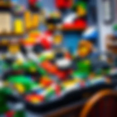 Creative Lego Workspace A creative workspace with Lego models and sorting trays