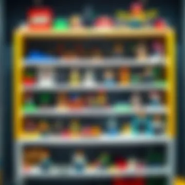 Lego Display Shelving An inventive shelving unit displaying various Lego creations