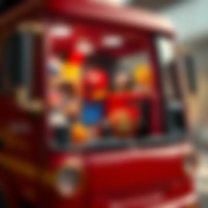 A close-up of the truck's interior with toys inside