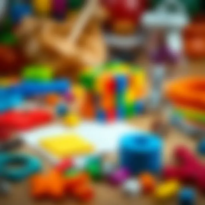 Materials laid out for colorful cube construction