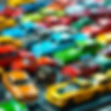 Variety of metal toy cars on display