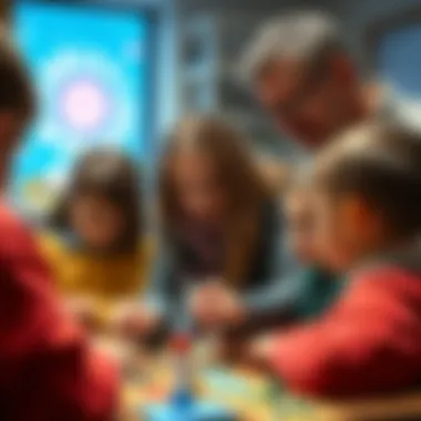 Facilitating Learning Through Metropol An educator guiding children in playing the Metropol game.