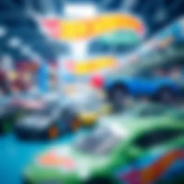 A vibrant display of Hot Wheels cars available at Migros