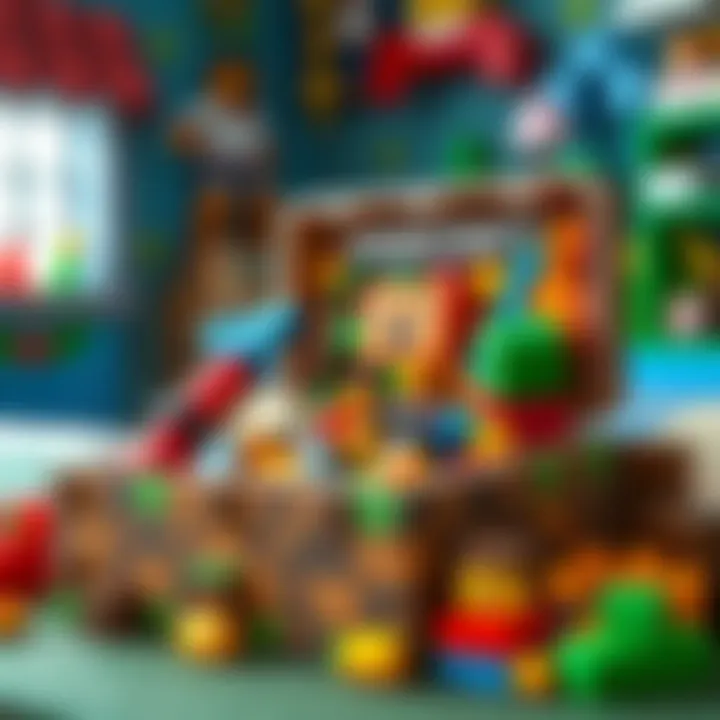 Vibrant Minecraft Toy Box for Children Colorful Minecraft-themed toy box filled with various blocks