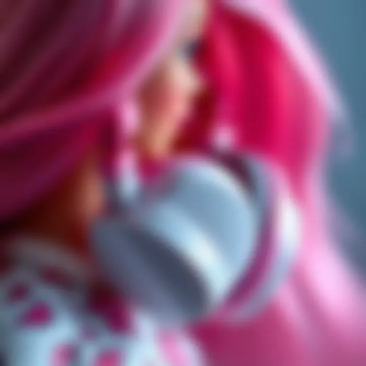 Close-up of Miniso Barbie headphones showcasing its features