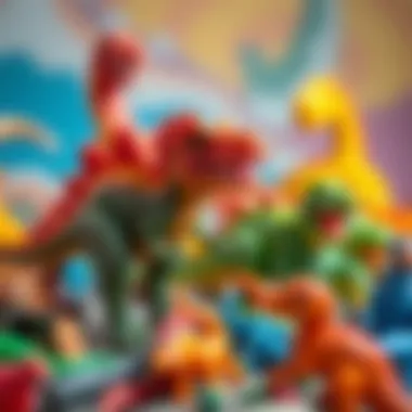 An array of modern dinosaur toys, emphasizing their role in child development and creativity.