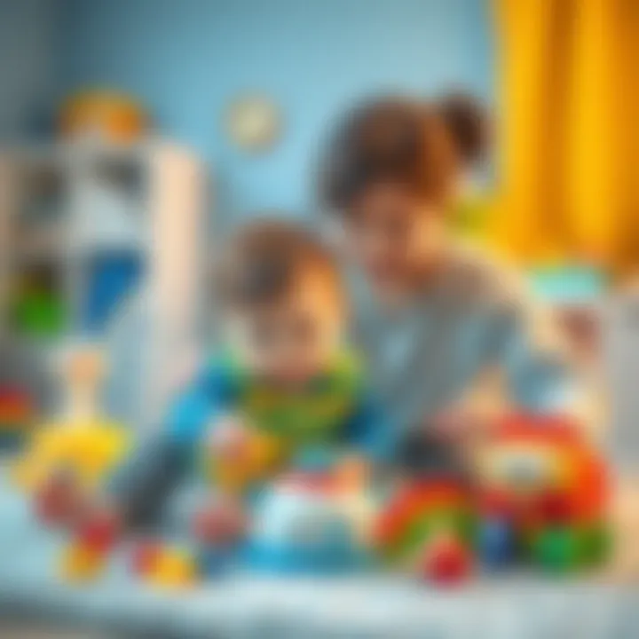 Interactive Playtime for Baby Development An engaging playtime scene with a parent and a baby exploring toys